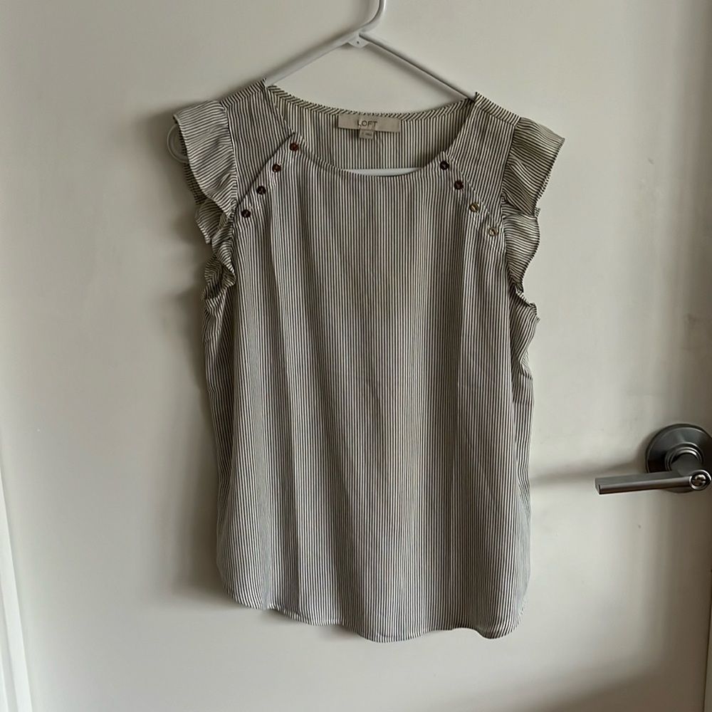 Flowy striped top from loft with flutter sleeves